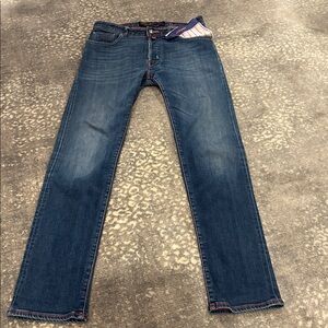 JACOB COHEN LIMITED EDITION HANDMADE JEANS MENS SIZE 34 WITH POCKET SQUARE